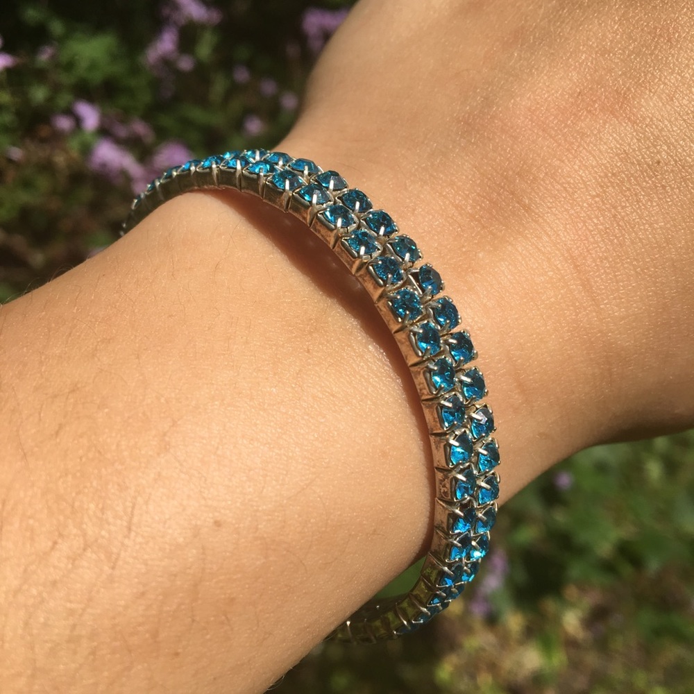 Layered Bracelet with Blue Gems
